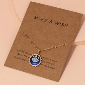 MAKE A WISH GOLD EYE NECKLACE WITH GIFT CARD BLUE PRETTY BOHO‎ GIFT SEXY Cute